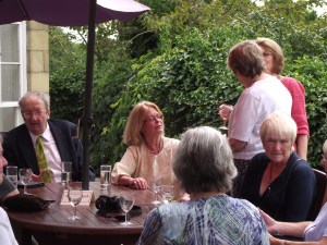 Richard and Hope Booth with guests at the Hay Writers' Circle Summer Lunch, Peterston Court, 2014